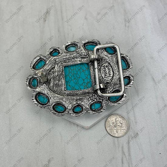 Turq Oval Stone Belt Buckle