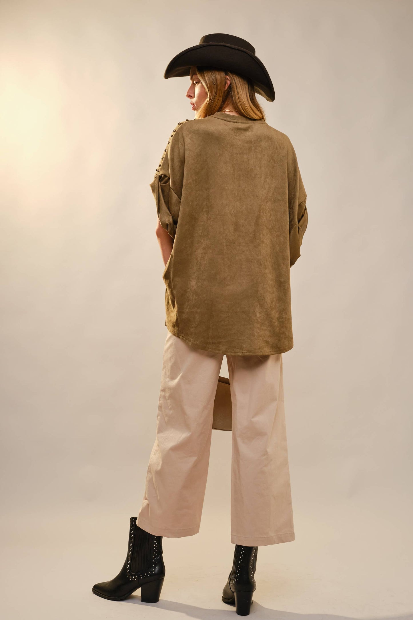 Studded Cream Oversized Top