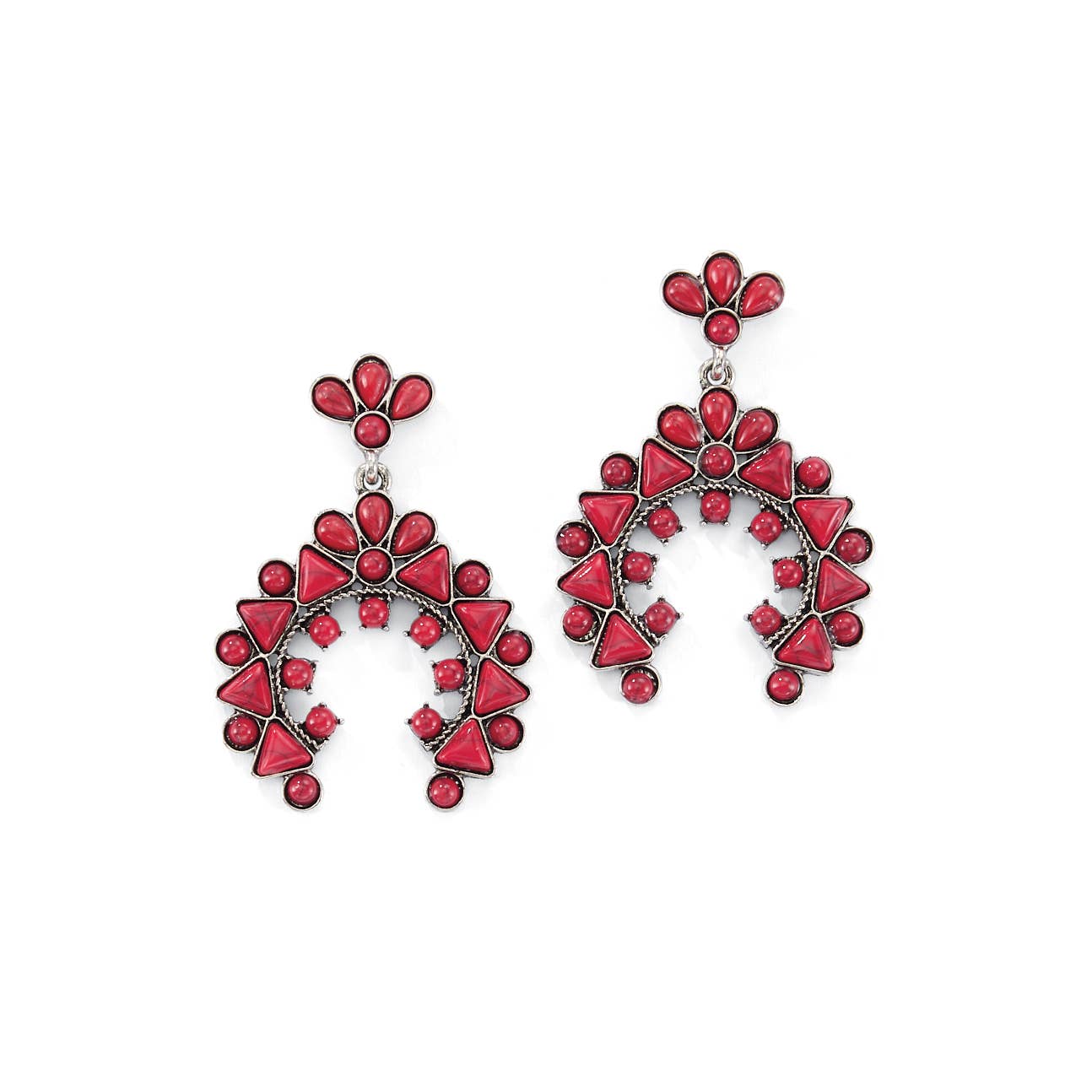 Red And Copper Squash Blossom Earrings