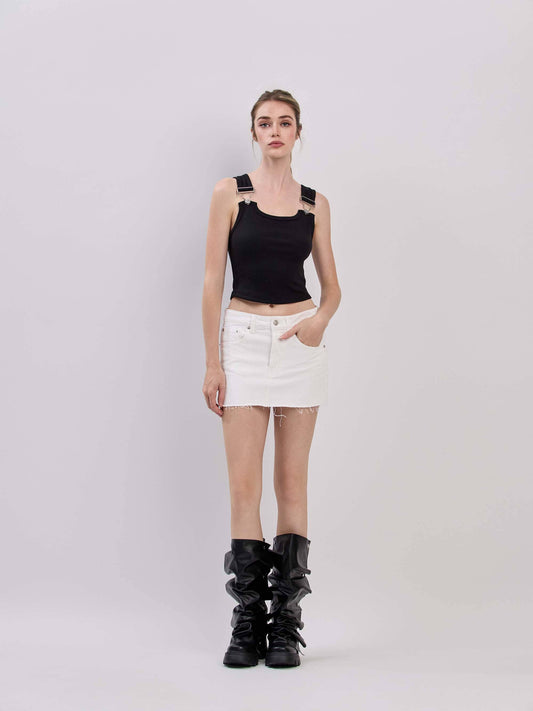 White Micro Denim Skirt