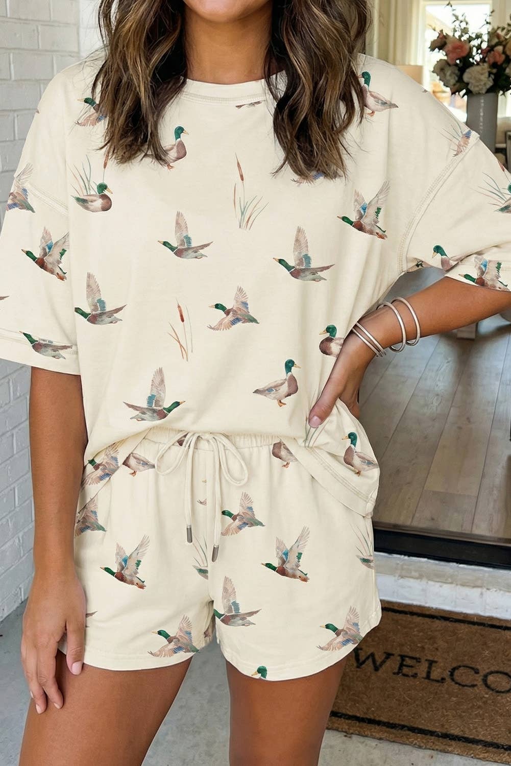 Mallard Duck Beige Shorts Set