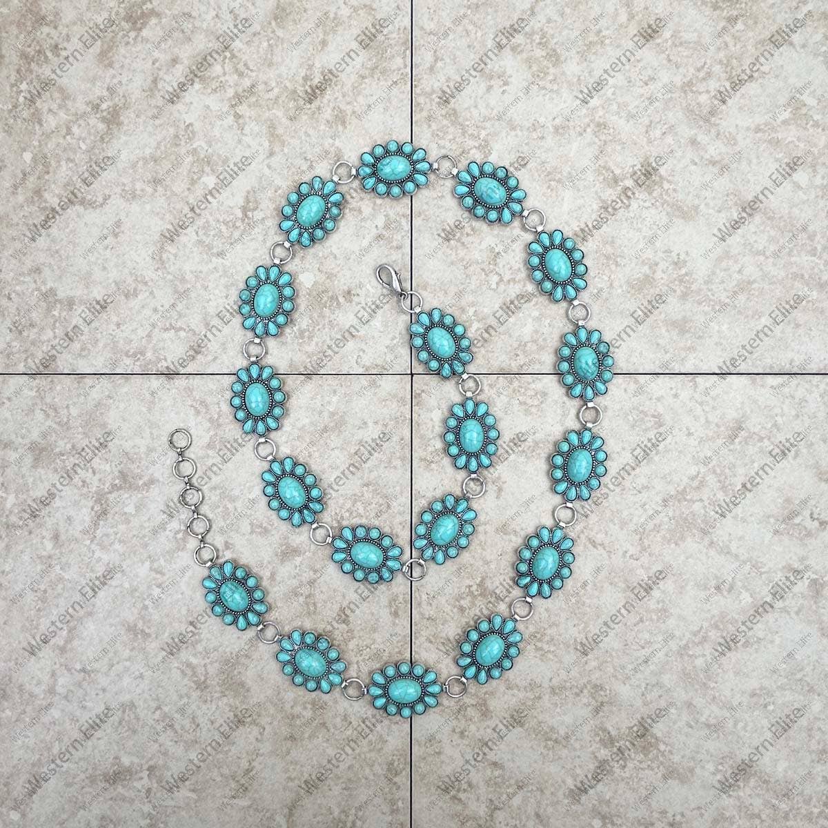 Turquoise Stone Concho Chain Belt