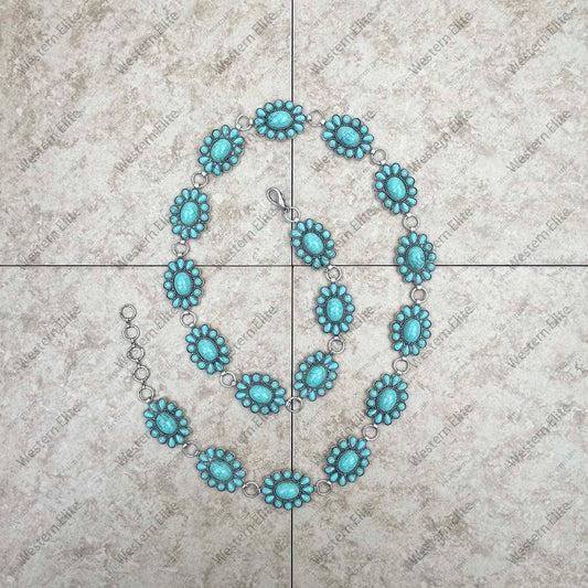 Turquoise Stone Concho Chain Belt