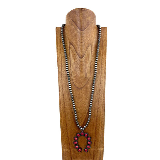 32" Navajo Red Squash Pendant Necklace