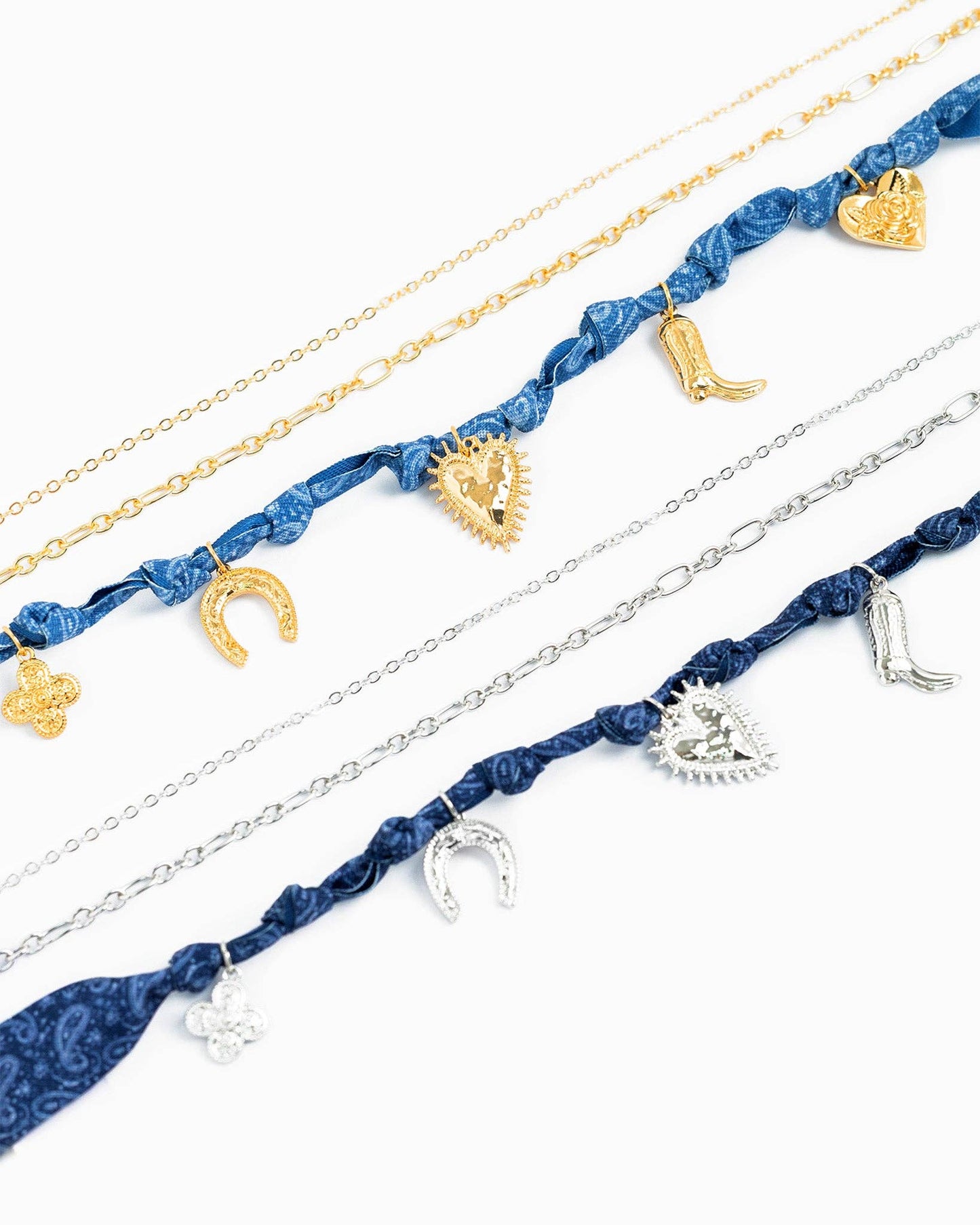 Stacked Denim Scarf Necklace