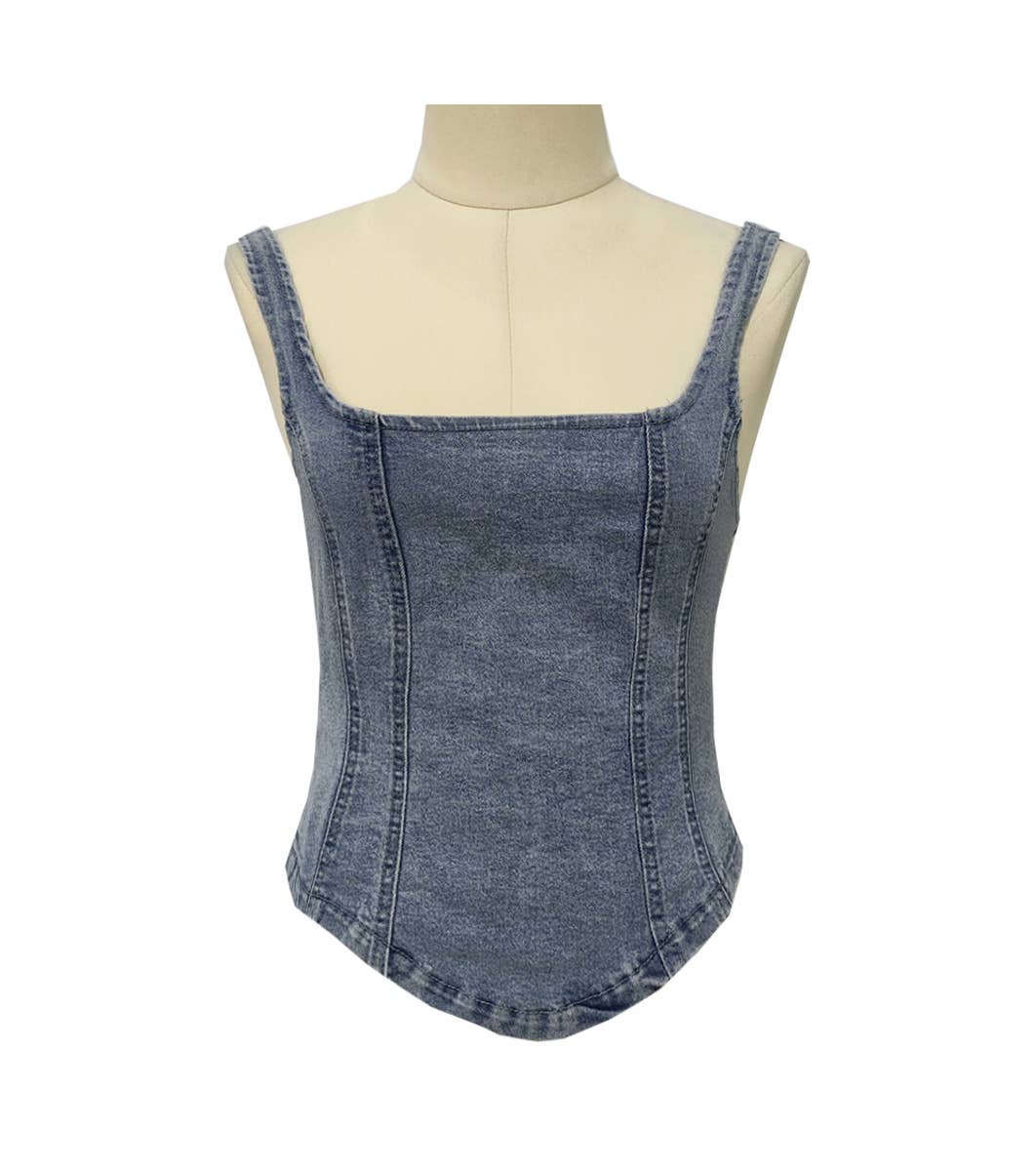 The Blue Ridge Denim Corset Tank