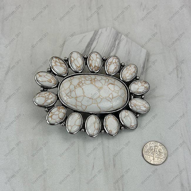 White Stone Belt Buckle