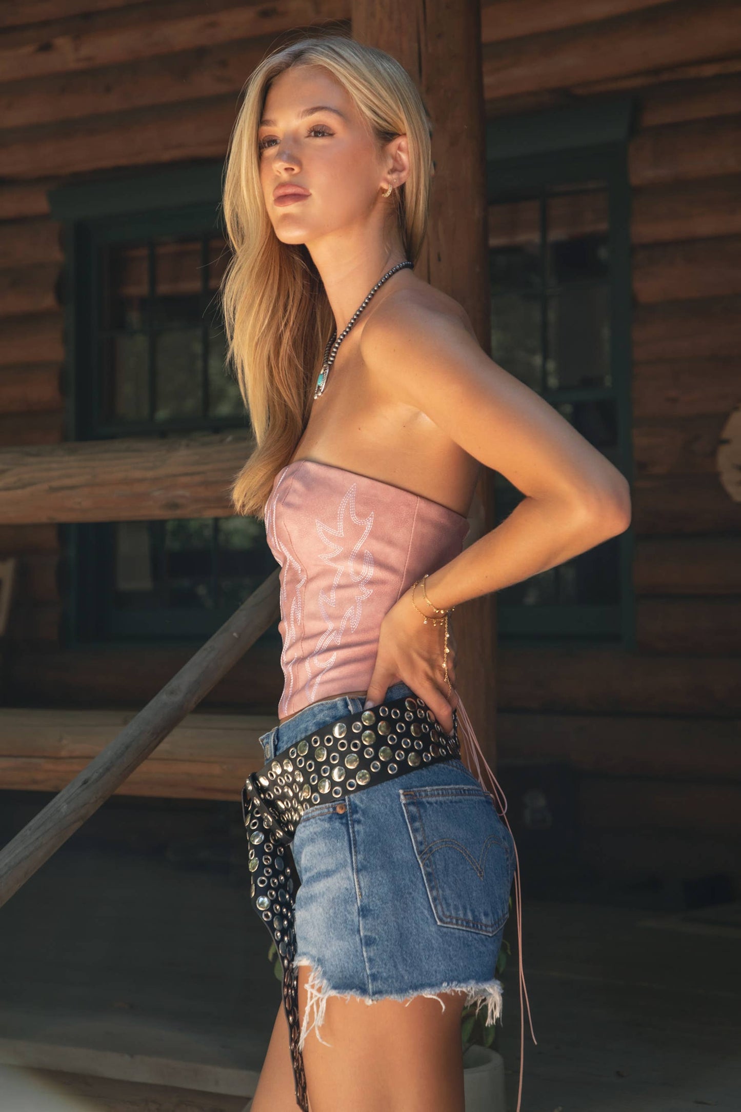 Vegan Leather Embroidered Western Corset Top
