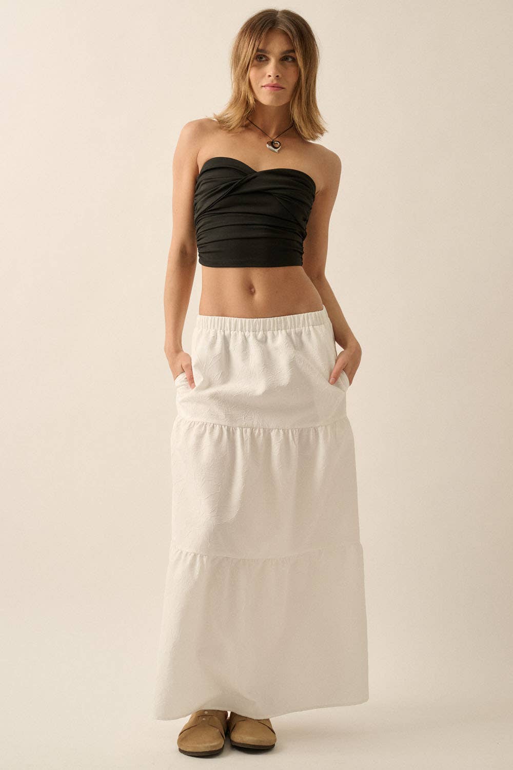 Black Ruched Sweetheart Tube Top