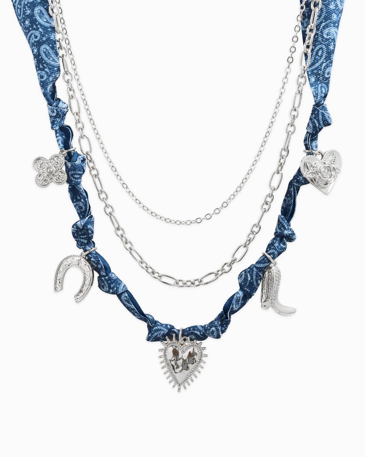 Stacked Denim Scarf Necklace