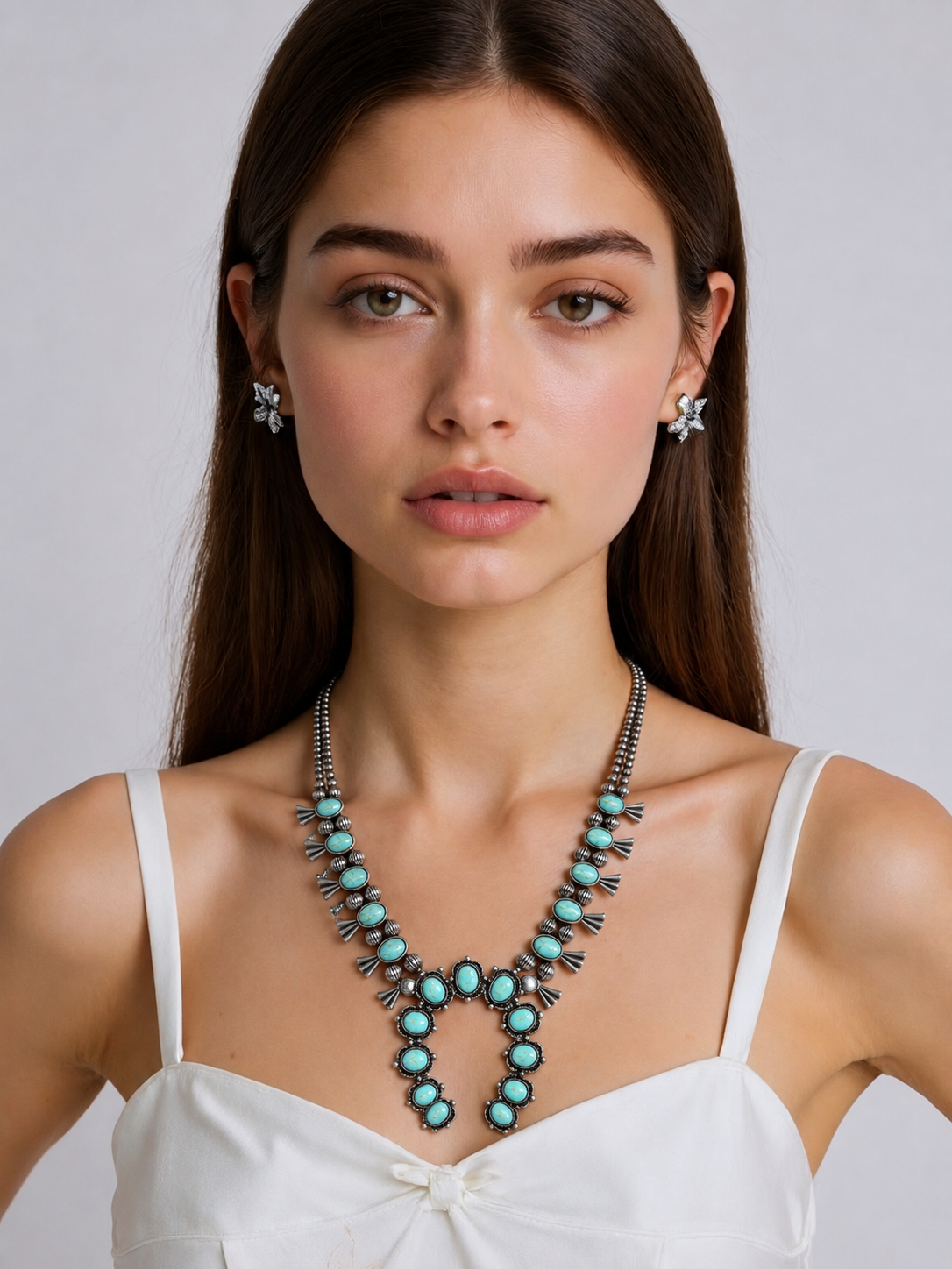 Turquoise Stone Squash Blossom