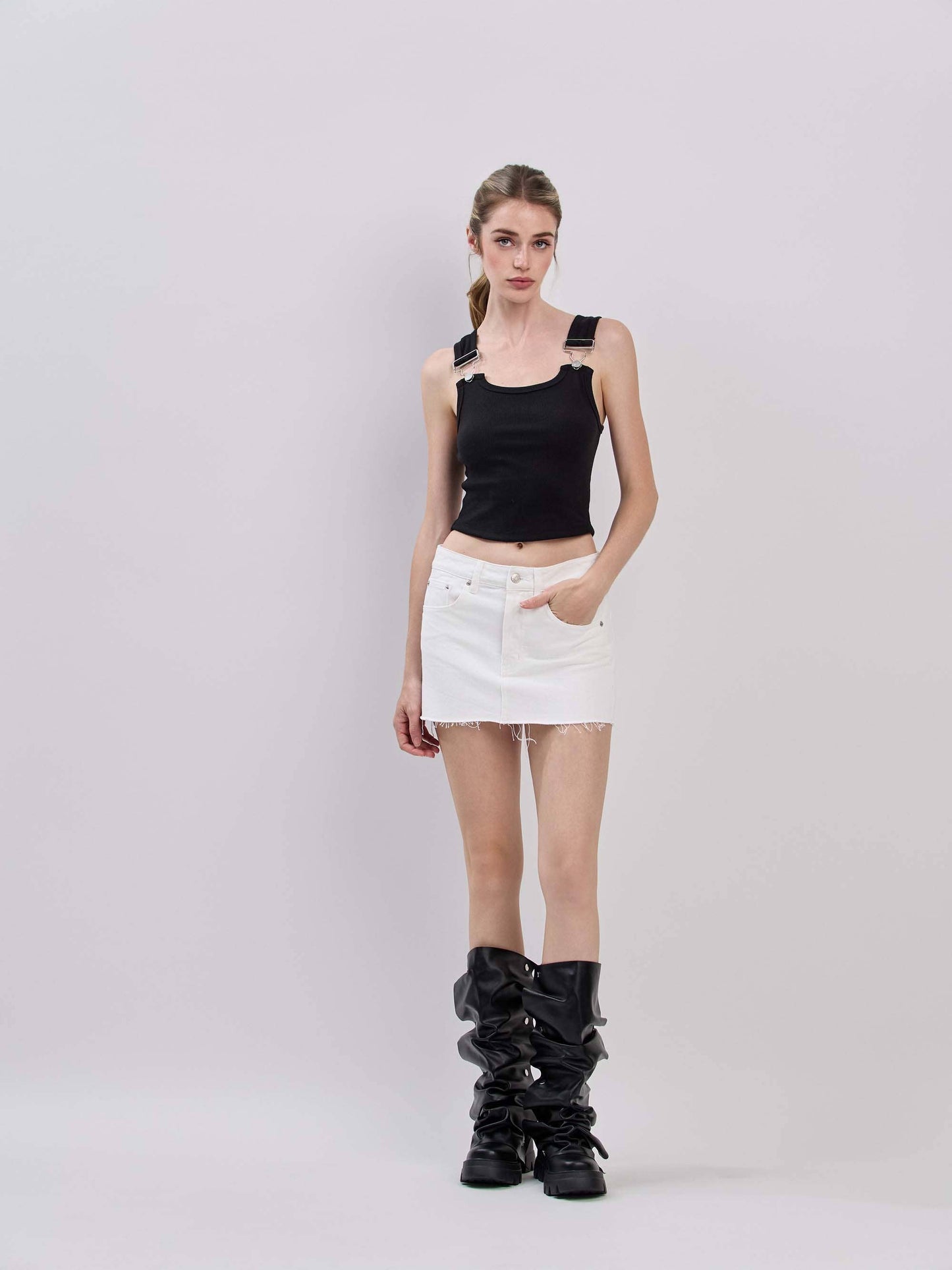 White Micro Denim Skirt