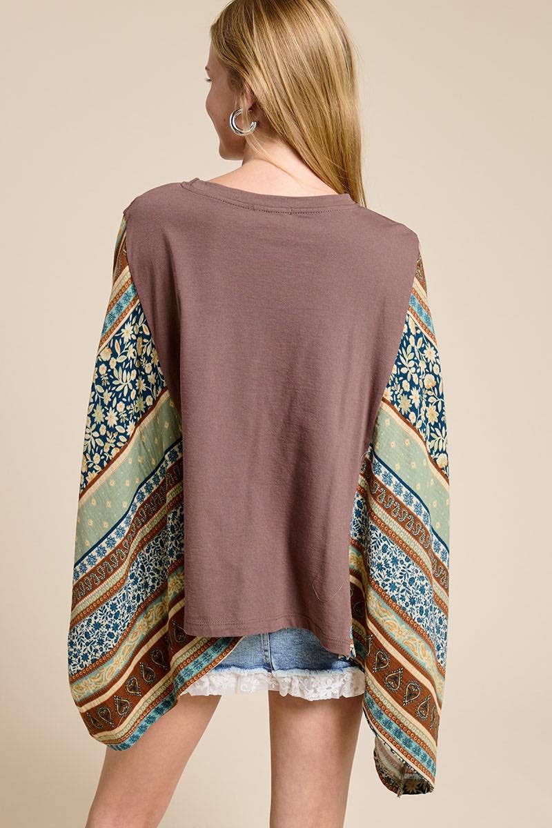 Western Vintage Cowboy Leopard Graphic Sheer Boho Kaftan Top