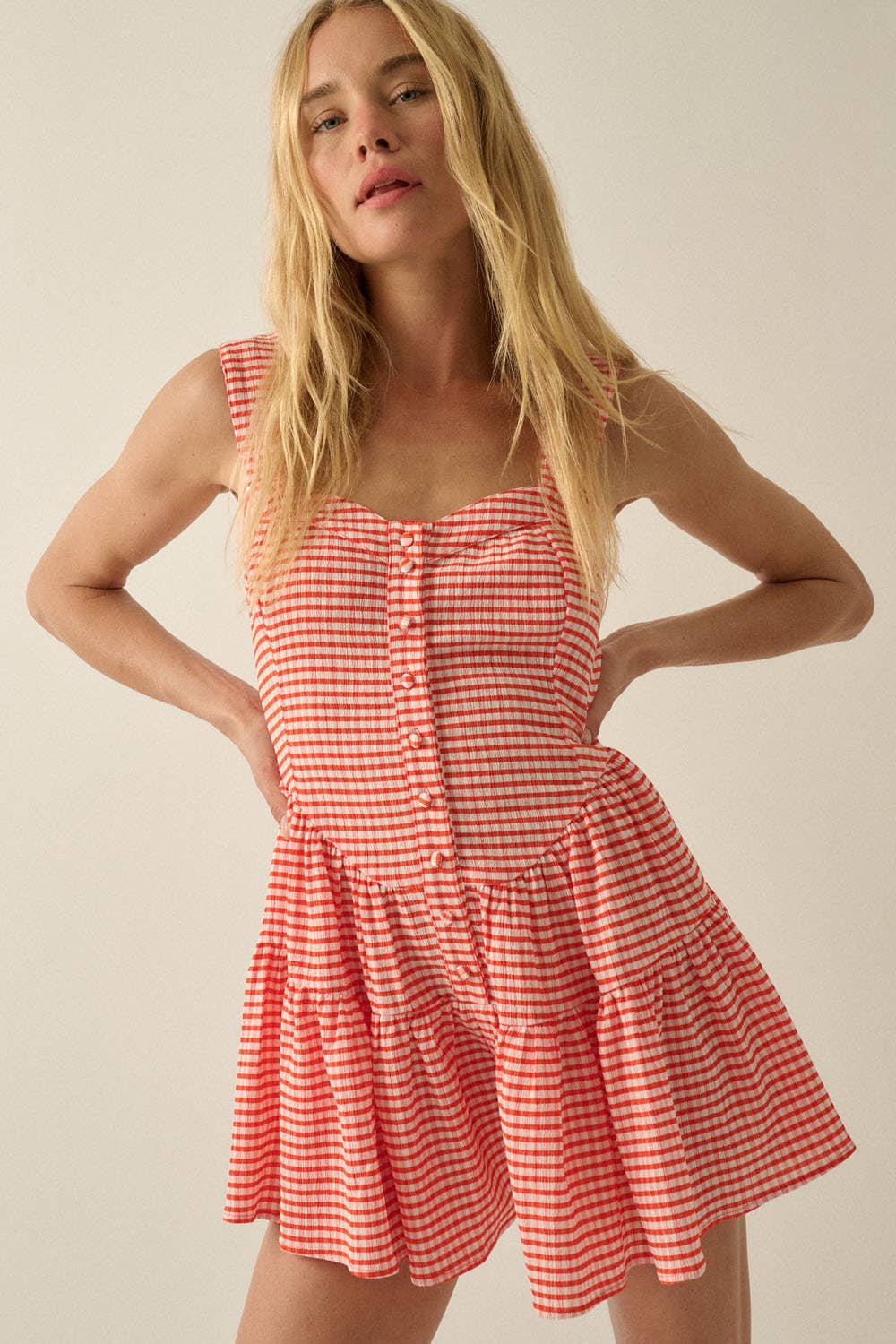 Gingham Flare Romper