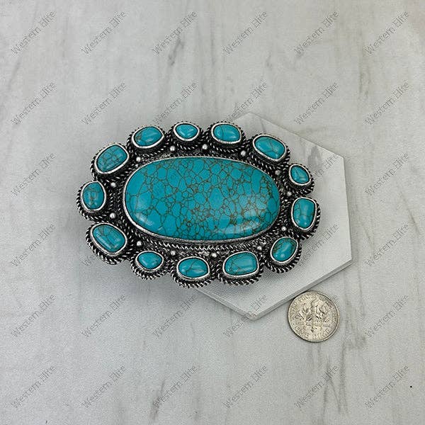 Turq Oval Stone Belt Buckle