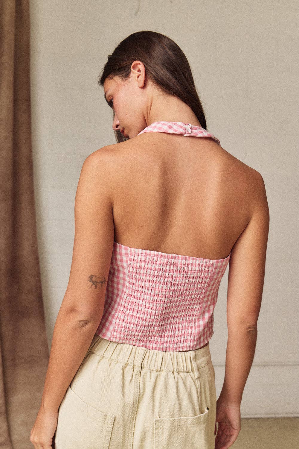 Gingham Button Up Halter
