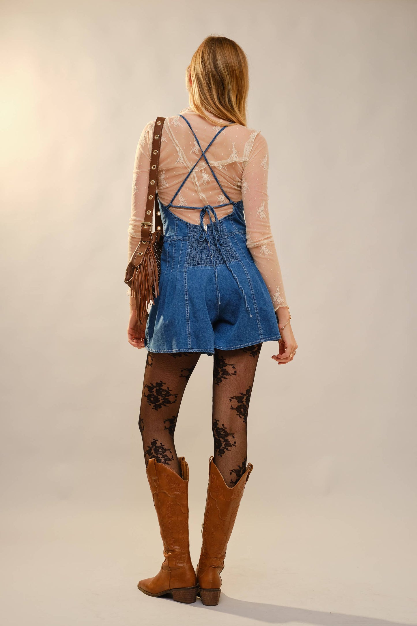 Vneck Dark Denim Romper