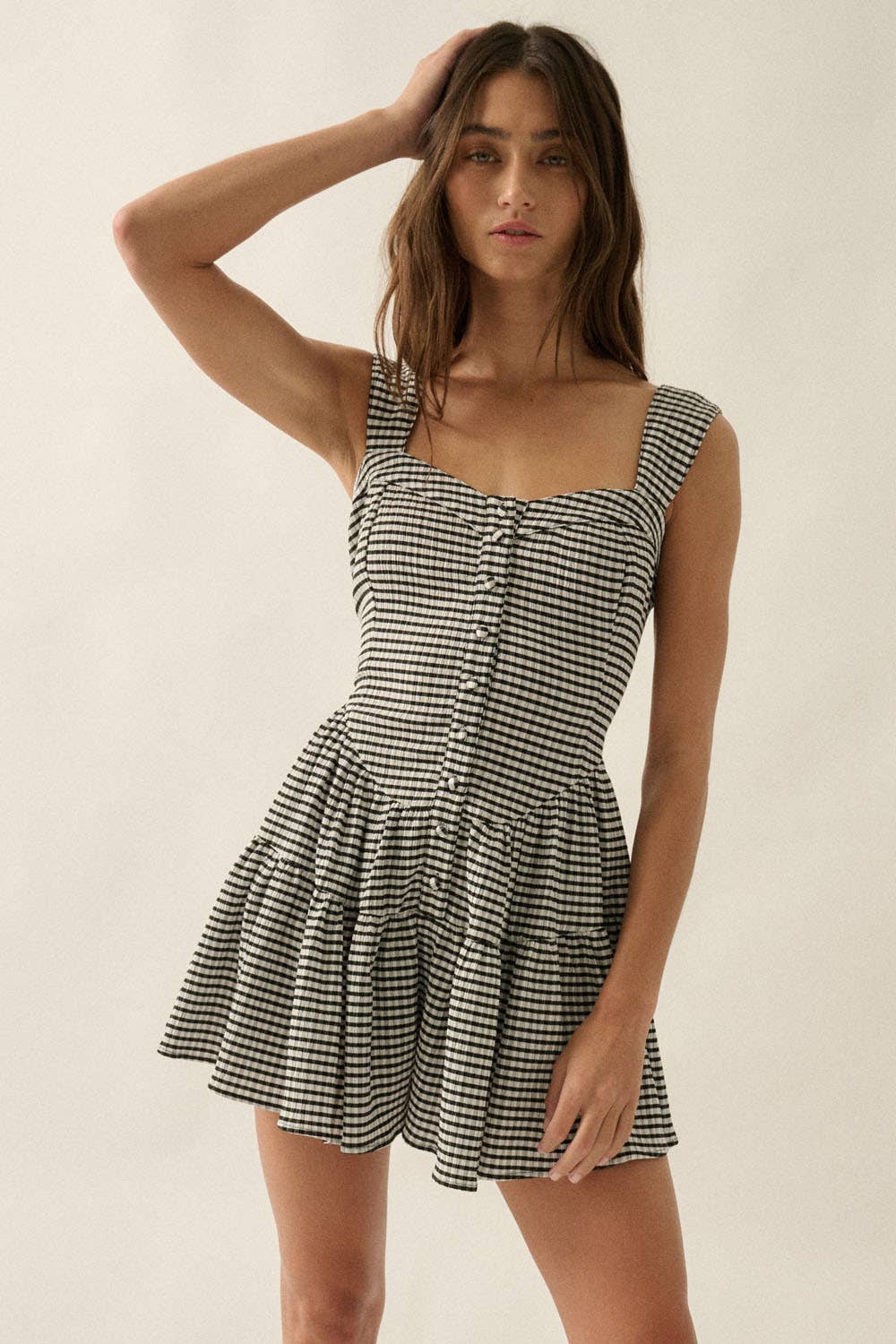 Gingham Flare Romper
