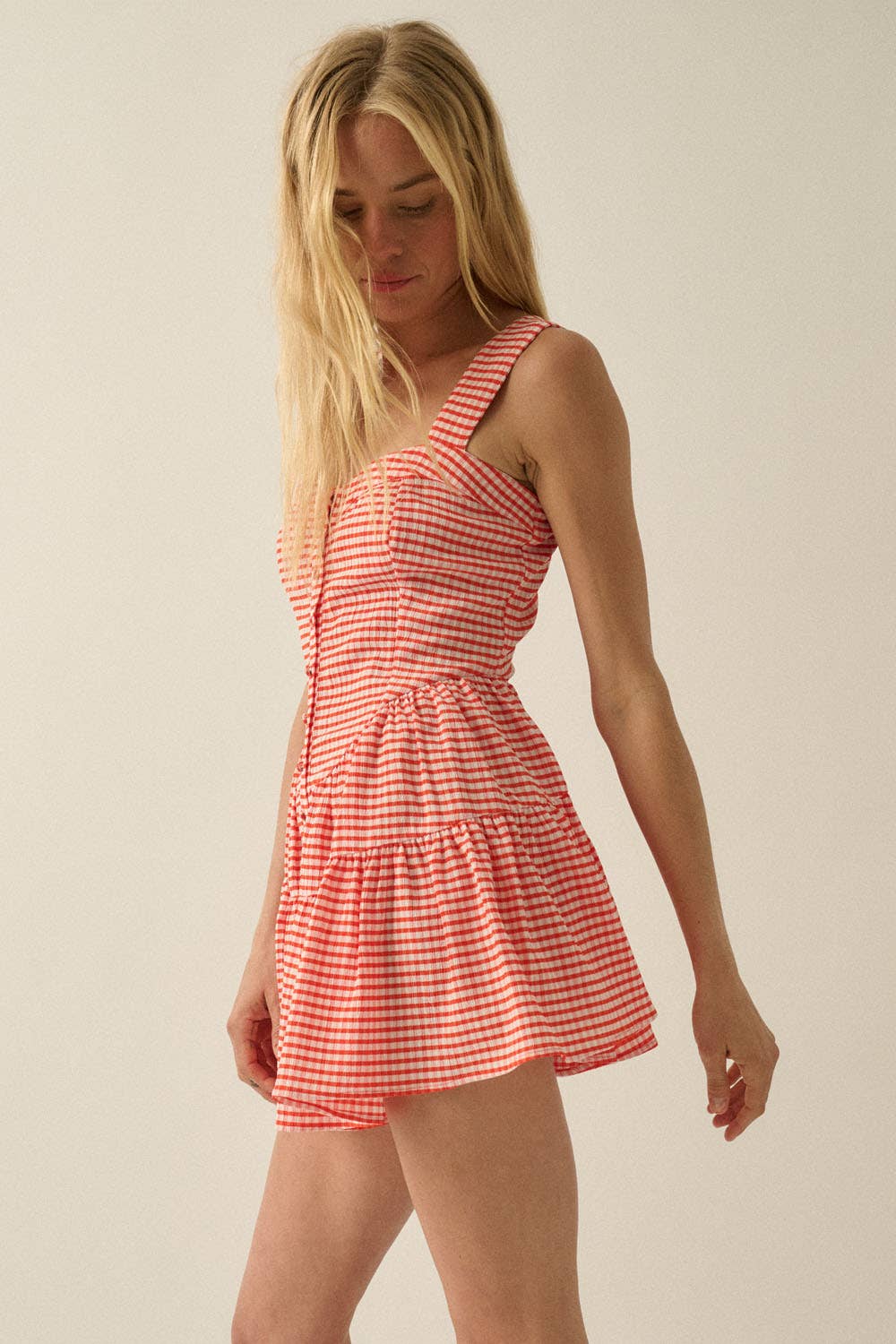 Gingham Flare Romper