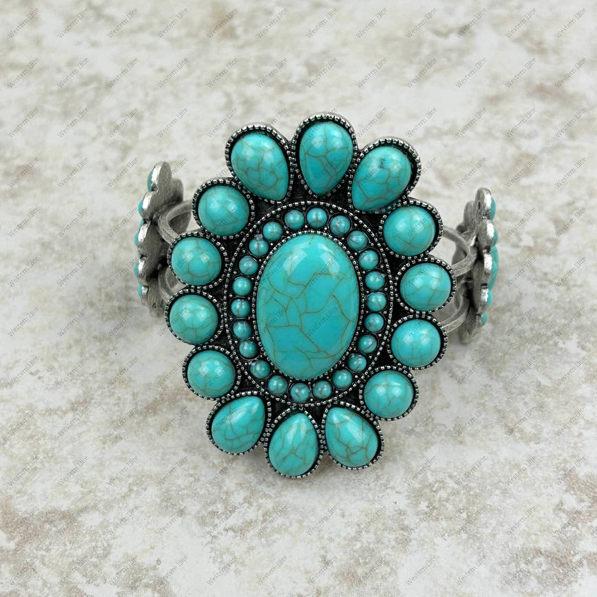 Blue Turquoise Concho Cuff