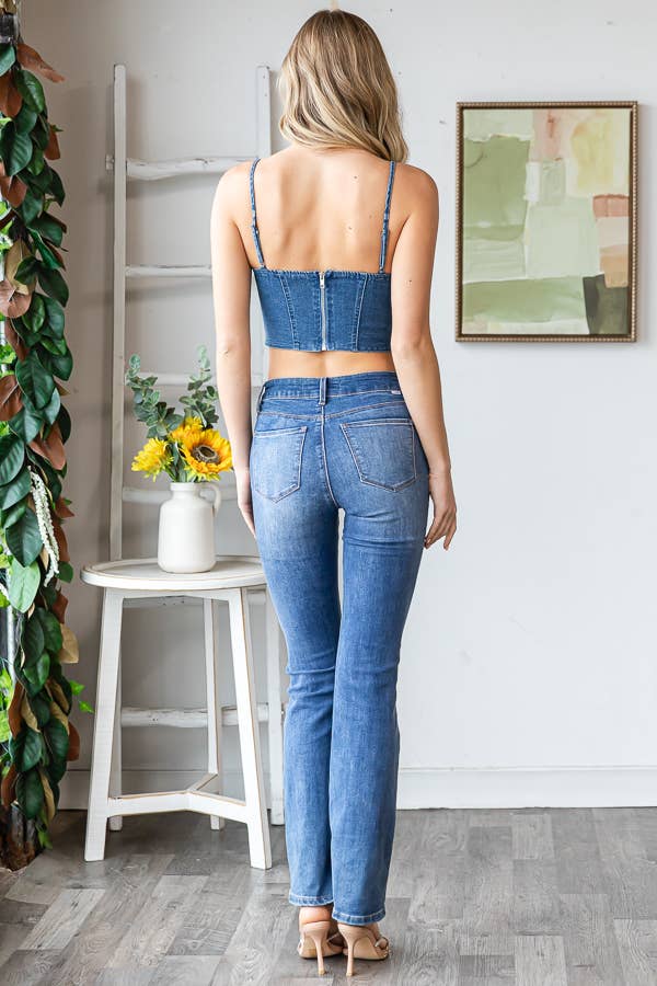 Denim Corset Top Dark Wash