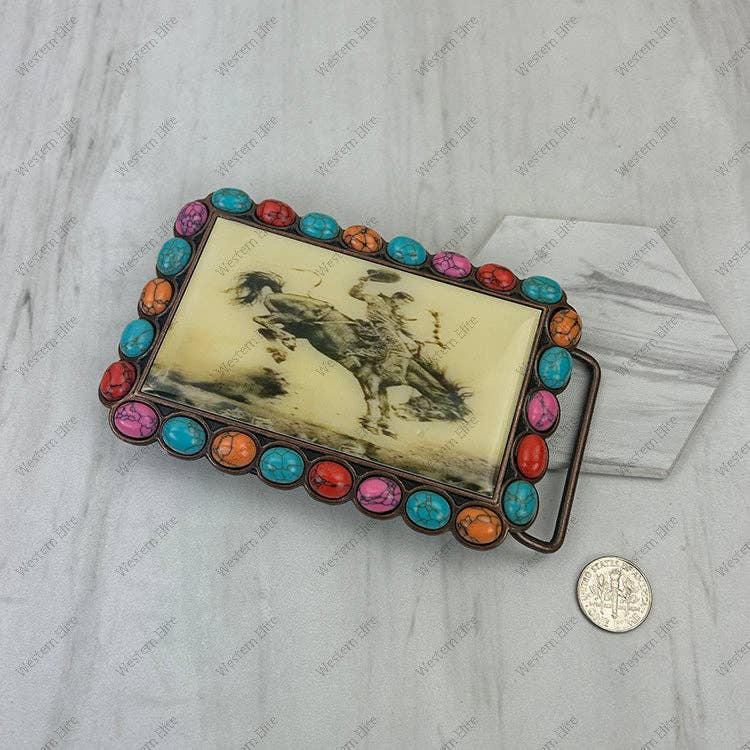 Copper Multi Stone Western Cowboy Belt