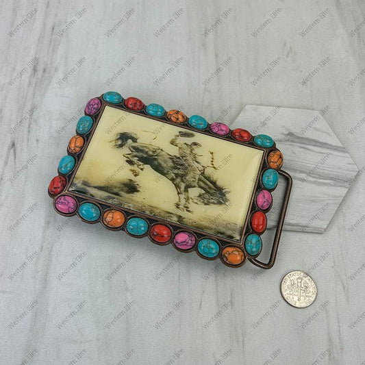 Copper Multi Stone Western Cowboy Belt