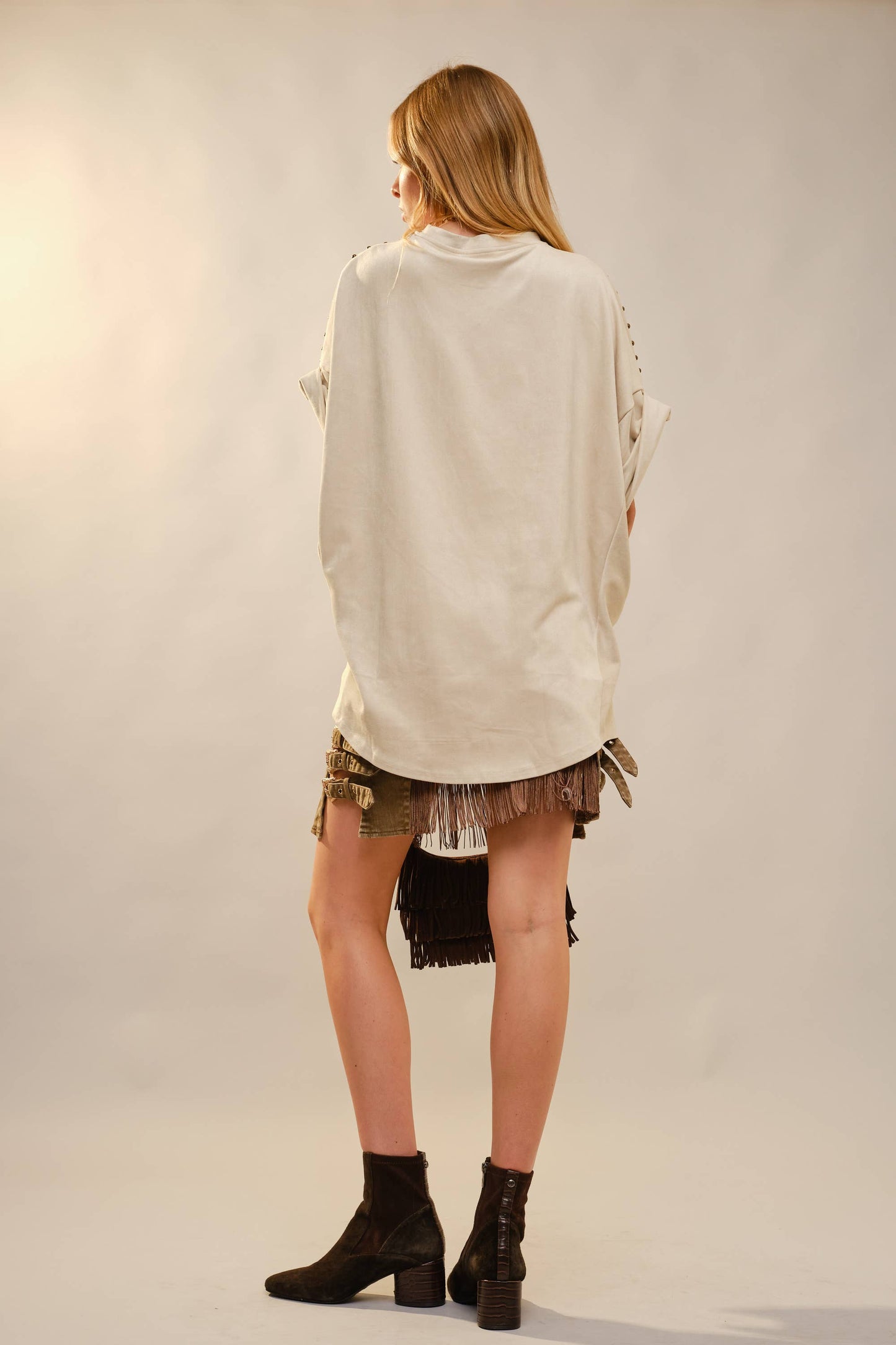 Studded Cream Oversized Top