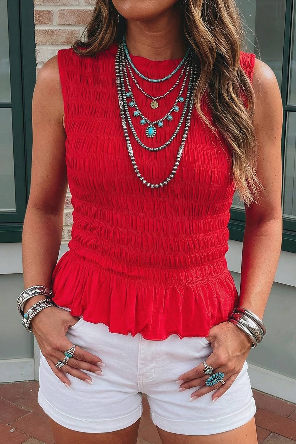 The Red River Smocked Tank