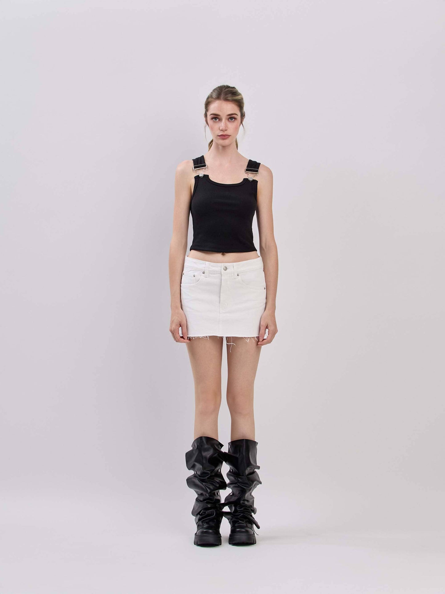 White Micro Denim Skirt