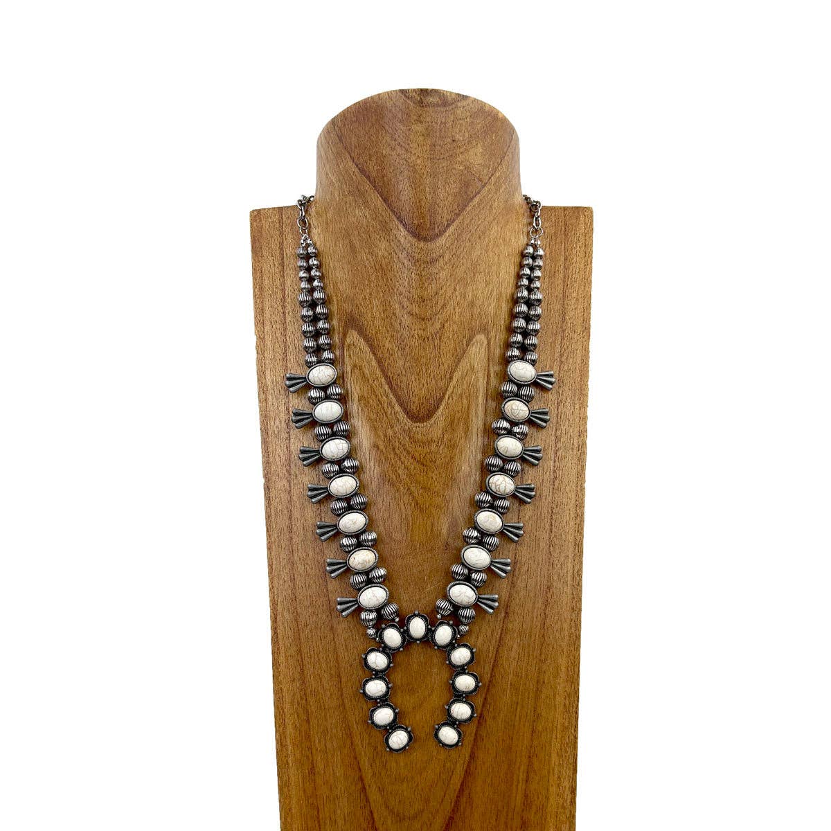 Squash Blossom With White Stone Necklace