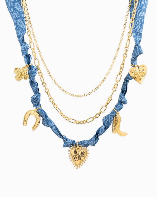 Stacked Denim Scarf Necklace