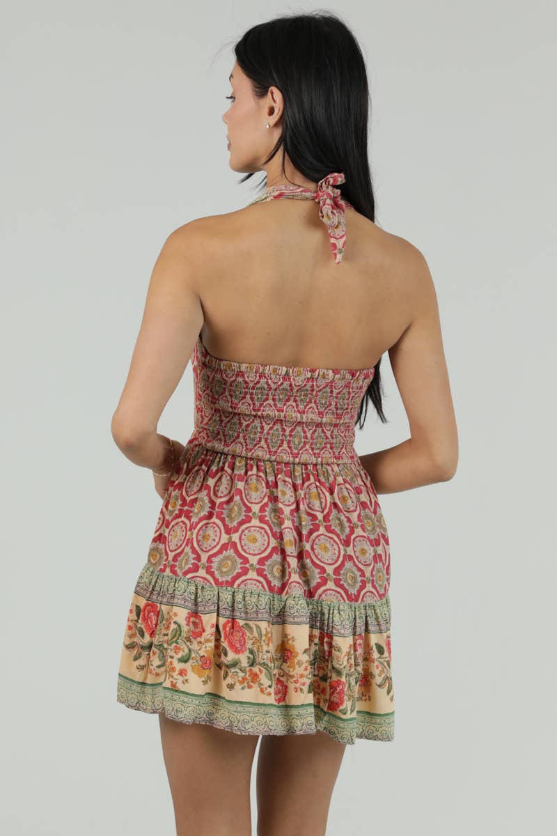 Boho Smocked Halter Dress