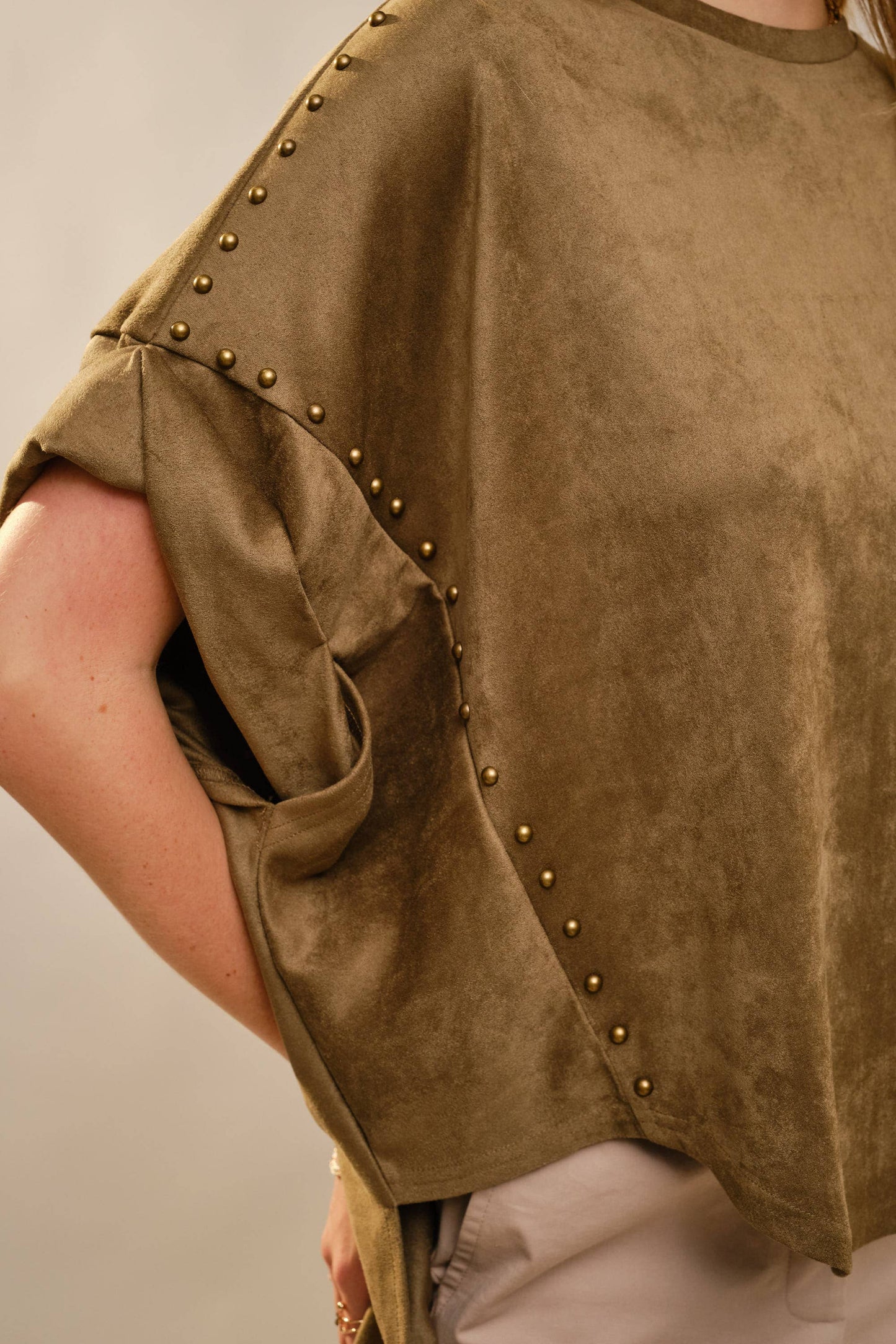 Studded Cream Oversized Top