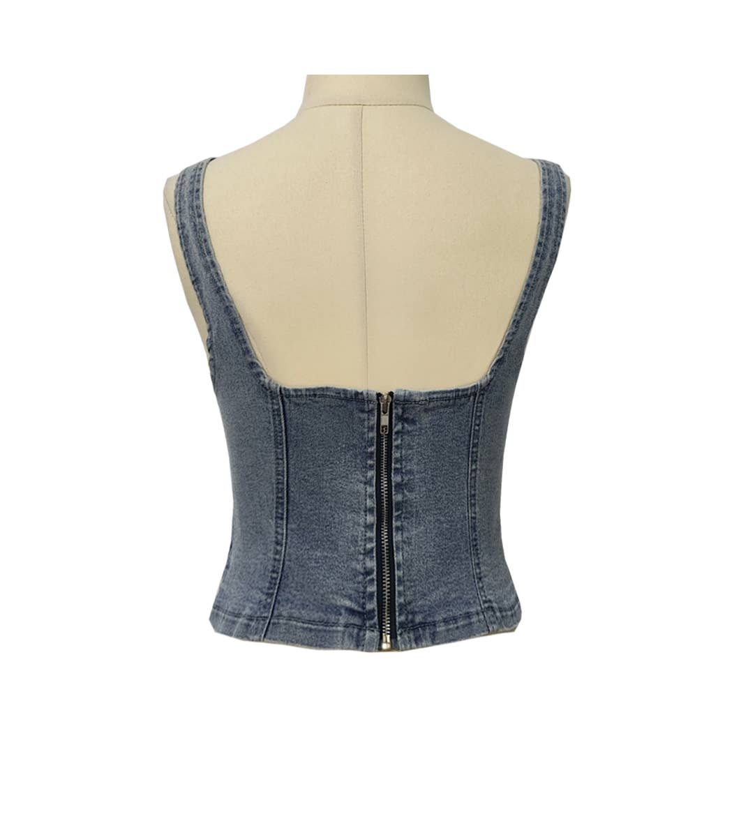 The Blue Ridge Denim Corset Tank
