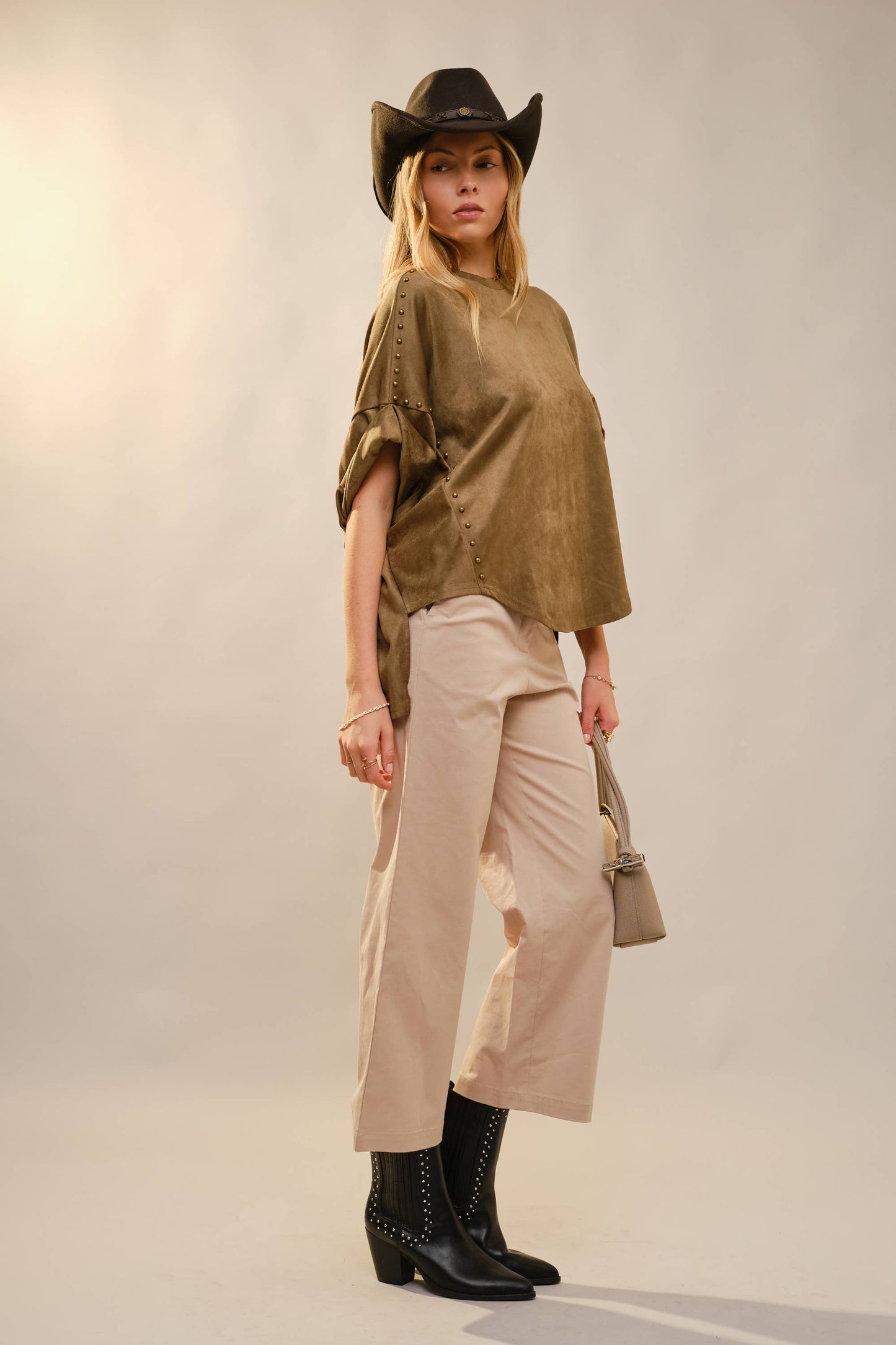 Studded Cream Oversized Top
