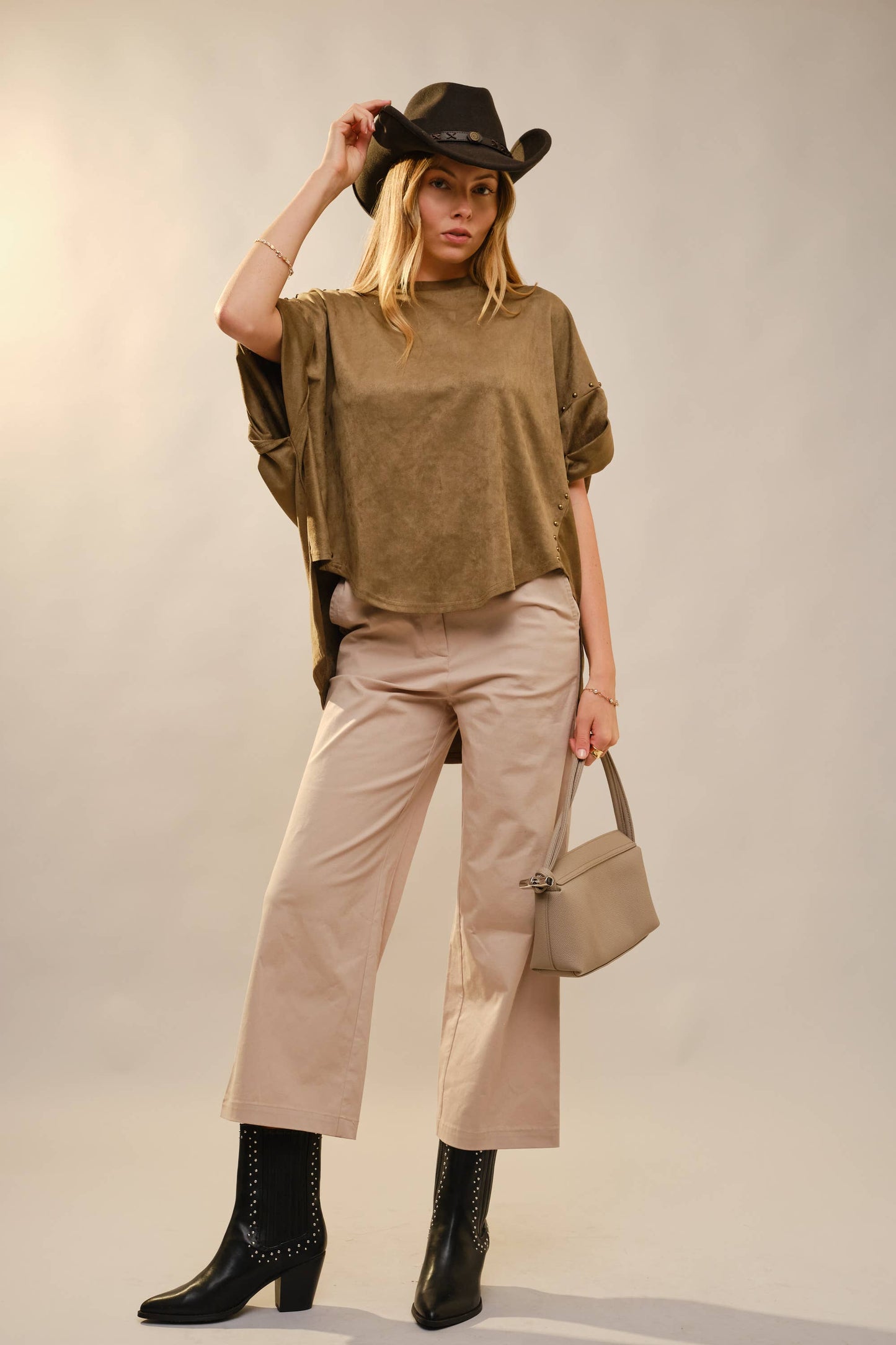 Studded Cream Oversized Top